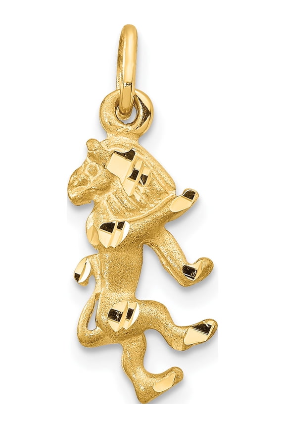 14K Yellow Gold Satin Diamond-cut Leo Zodiac Charm