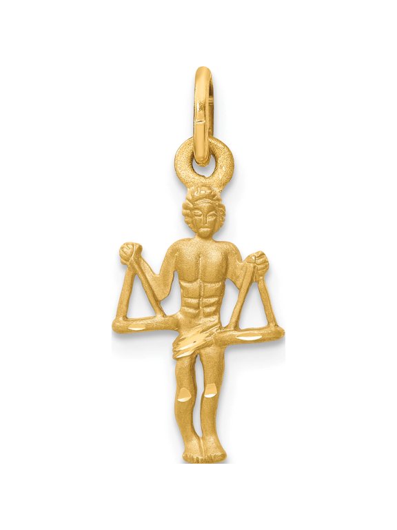 14K Yellow Gold Satin Diamond-cut Libra Zodiac Charm