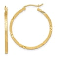 thumbnail image 1 of 14K Yellow Gold Satin Diamond-Cut Square Tube Hoop Earrings, 1 of 1