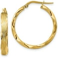thumbnail image 1 of 14K Yellow Gold Satin and Polished Scalloped Edge Hoop Earrings - 27mm, 1 of 6