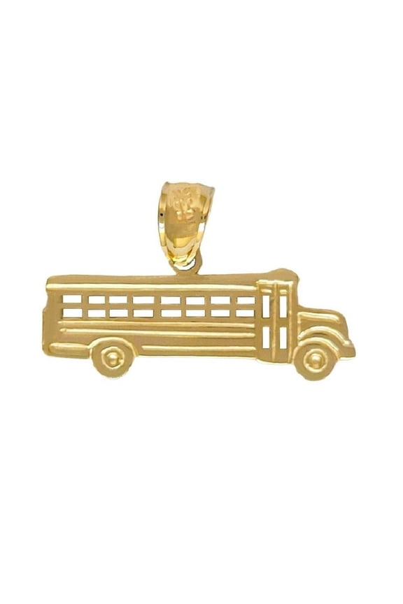 14K Yellow Gold School Bus Pendant Charm