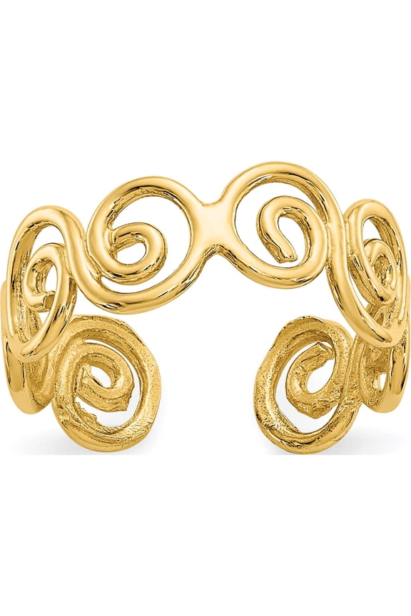 14K Yellow Gold Scroll Toe Ring Made In United States d1943