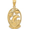 thumbnail image 1 of 14K Yellow Gold Sea Isle With Dolphin Sunset Scene Charm (29.95 X 15.3) Made In United States k8260, 1 of 5