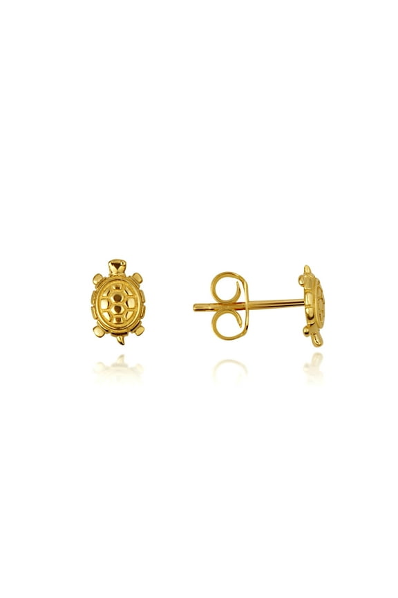 14K Yellow Gold Sea Turtle Stud Earrings