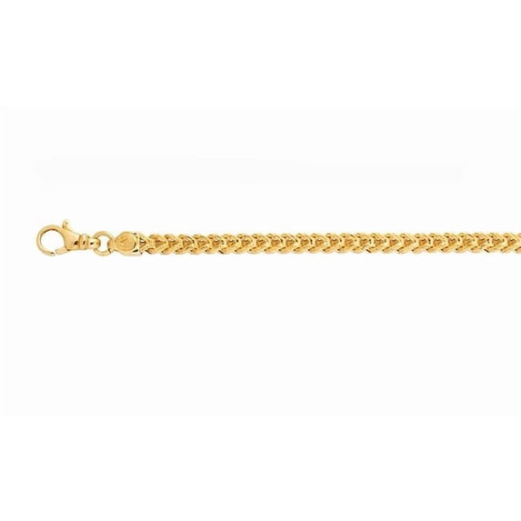 14K Yellow Gold Semi Solid Square Franco Chain with Pear Shaped Lobster Clasp