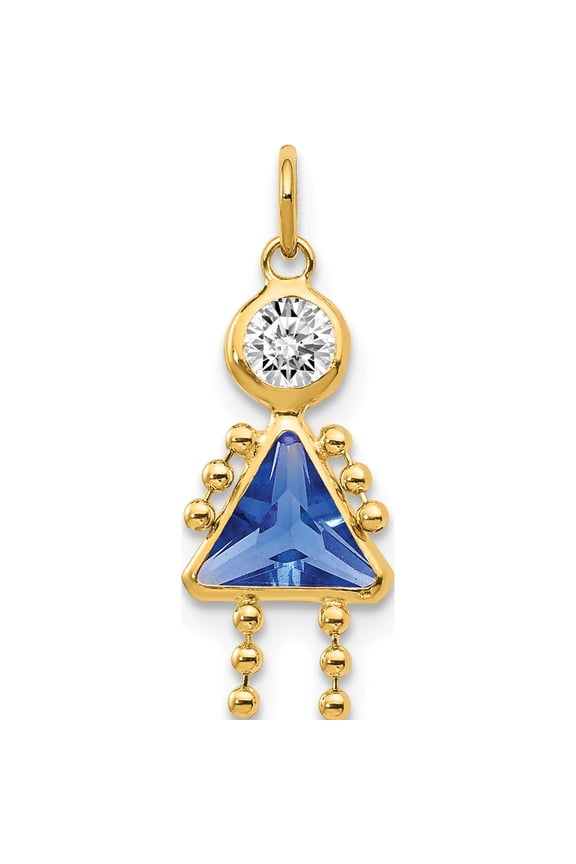 14K Yellow Gold September Girl Birthstone Charm (20 X 10) Made In United States xck172