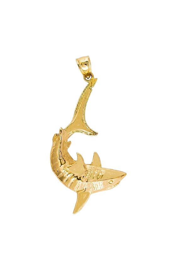 14K Yellow Gold Shark Pendant