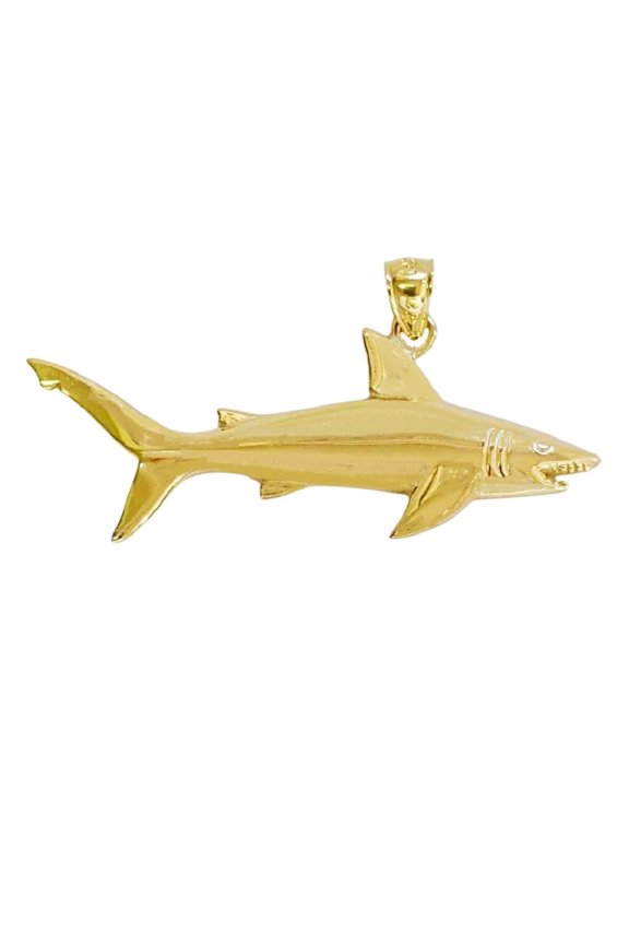 14K Yellow Gold Shark Pendant