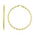 thumbnail image 1 of 14K Yellow Gold Shiny Diamond Cut Round Large Design Hoop Earrings with Hinged by IcedTime, 1 of 1