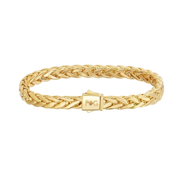 14K Yellow Gold Shiny Fancy Flat Weaved Braided Bracelet 8.25" with Box Clasp by IcedTime