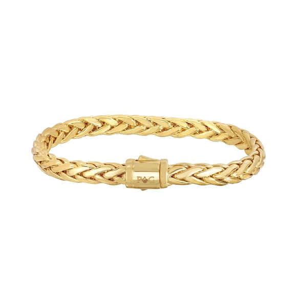 14K Yellow Gold Shiny Fancy Oval Weaved Braided Bracelet 7.5" with Box Clasp by IcedTime