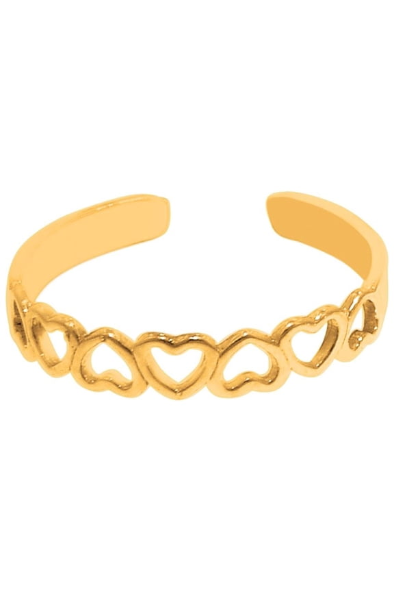 14K Yellow Gold Shiny Heart Cuff Type Toe Ring by IcedTime