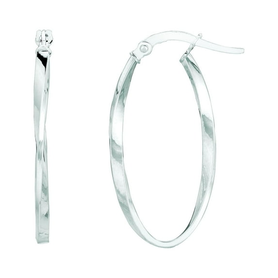 14K Yellow Gold Shiny Oval Shape Freeform Hoop Earrings with Hinged by IcedTime