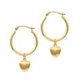 thumbnail image 1 of 14K Yellow Gold Shiny Round Hoop with Small Puff Heart Fashion Earrings with Hinged by IcedTime, 1 of 1