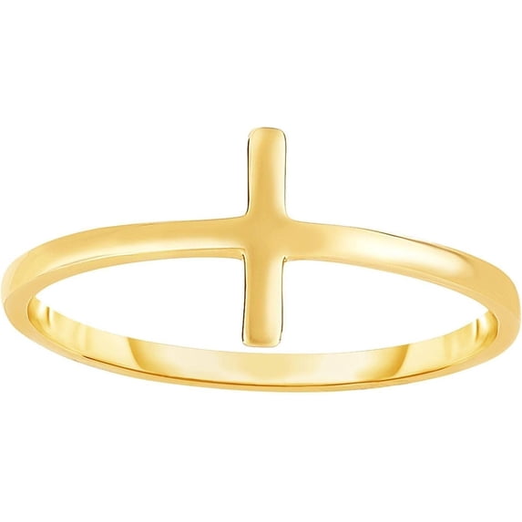 14K Yellow Gold Side Cross Ring - Ring Size 07