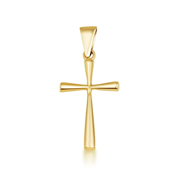 14K Yellow Gold Simple Classic Flared Cross Pendant