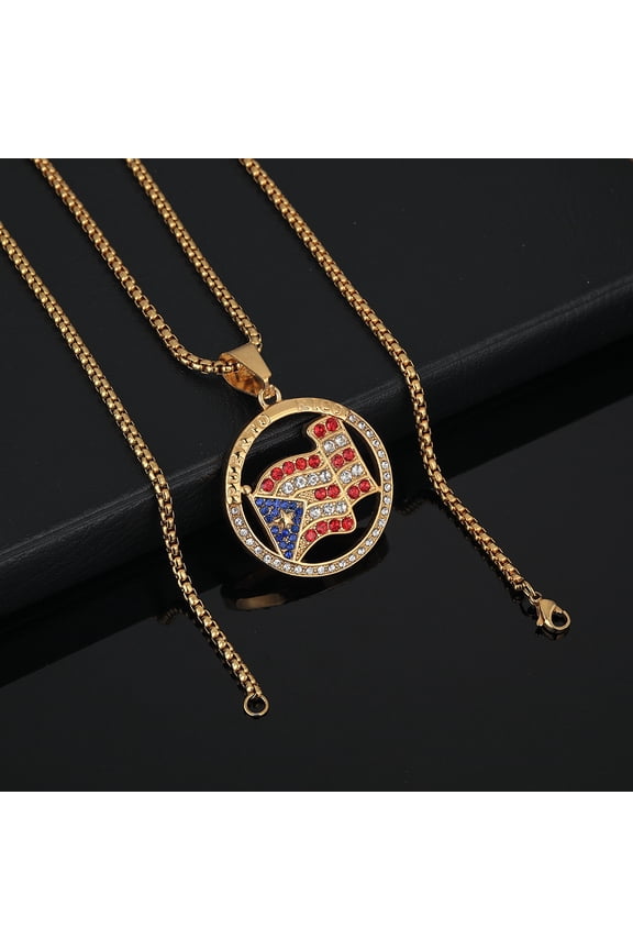 14K Yellow Gold Simple Exquisite Personalized Puerto Rico Flag Pendant
