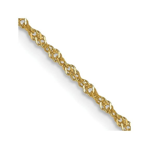 14K Yellow Gold Singapore Chain Styles Necklace 1 mm with Spring Ring Clasp 16 inch