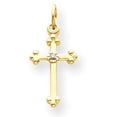 thumbnail image 1 of 14K Yellow Gold Small AA Diamond Budded Cross Pendant, 1 of 5