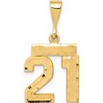 thumbnail image 1 of 14K Yellow Gold Small Brushed Diamond-Cut Number 21 Charm Made In United States sn21, 1 of 5