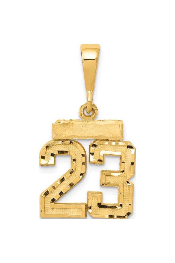 14K Yellow Gold Small Brushed Diamond-Cut Number 23 Charm Made In United States sn23