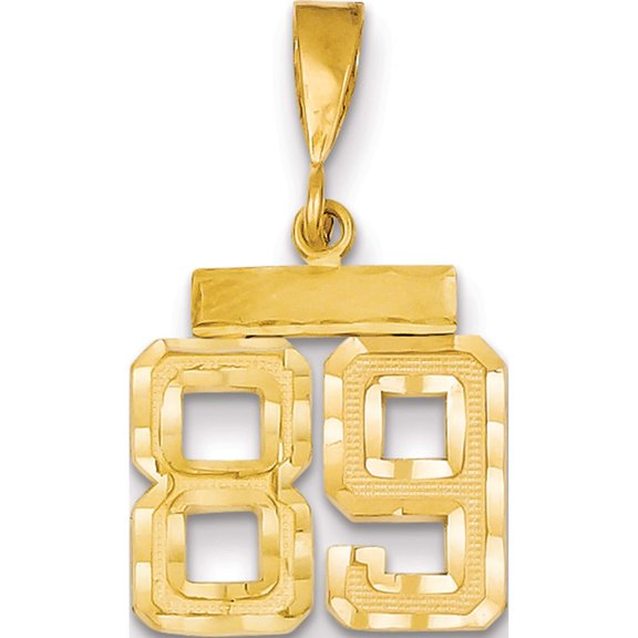 14K Yellow Gold Small Brushed Diamond-Cut Number 89 Charm Made In United States sn89