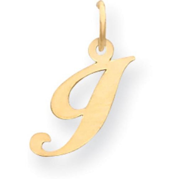 14K Yellow Gold Small Fancy Script Initial I Charm