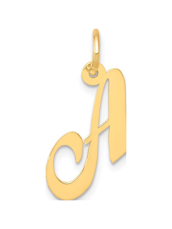 14K Yellow Gold Small Fancy Script Letter A Initial Charm