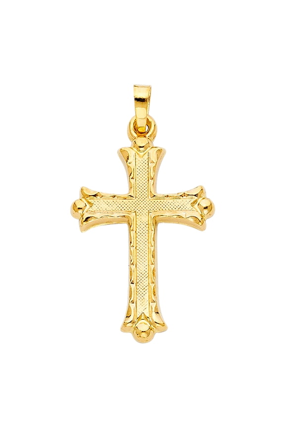 14K Yellow Gold Small/Mini Religious Cross Charm Pendant (26mm x 18mm)