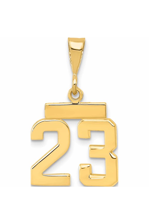 14K Yellow Gold Small Polished Number 23 Charm Made In United States -Jewelry By Sweet Pea