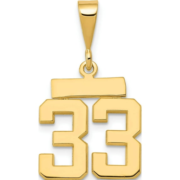 14K Yellow Gold Small Polished Number 33 Charm (17.72 X 10.26) Made In United States sp33
