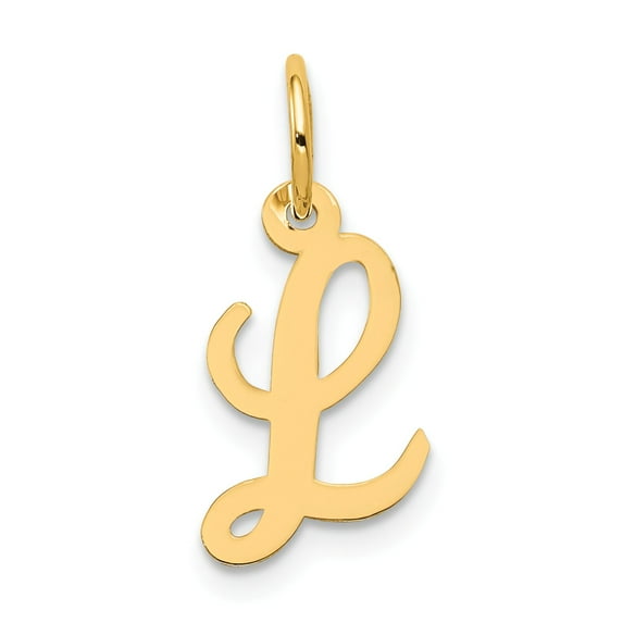 14K Yellow Gold Small Script Initial Letter L Charm