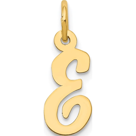 14K Yellow Gold Small Script Letter E Initial Charm Made In United States yc658e