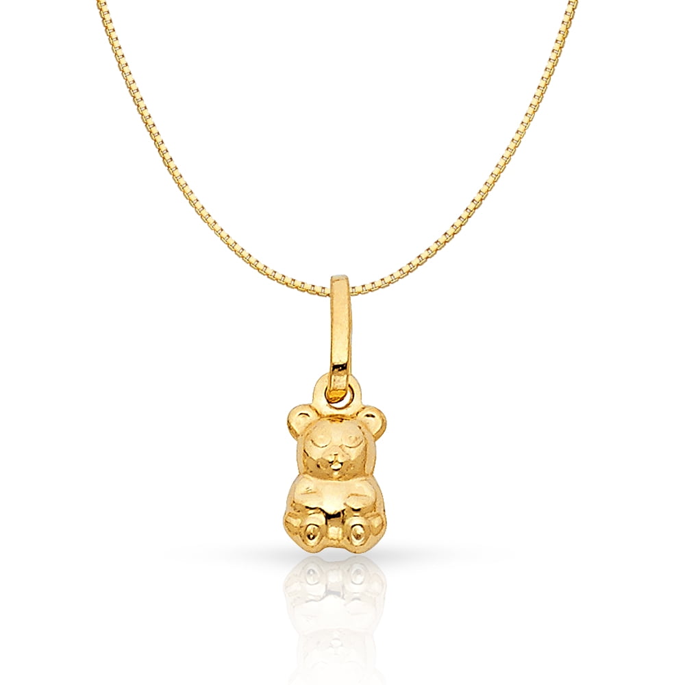 Ioka-14K Yellow Gold Small Sitting Bear Charm Pendant with