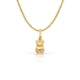 thumbnail image 1 of 14K Yellow Gold Small Sitting Bear Charm Pendant with 1.2mm Flat Open Wheat Chain Necklace, 1 of 6