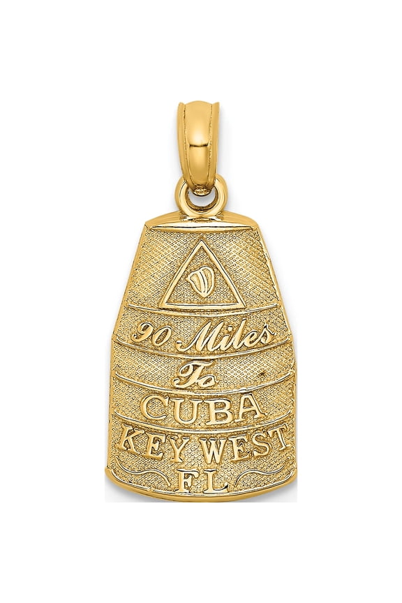 14K Yellow Gold Small Southern Most Point Usa / Key West Fl Charm (20.5 X 10) Made In United States k8694