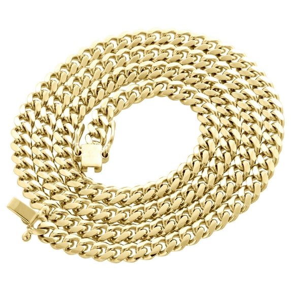 14K Yellow Gold Solid Miami Cuban Link Chain 5mm Box Clasp Necklace 24 Inch
