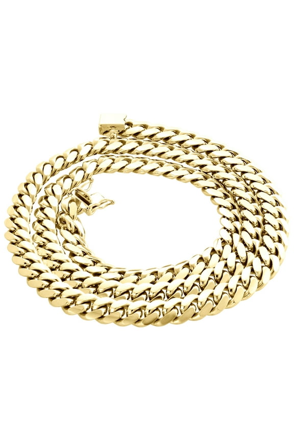 14K Yellow Gold Solid Miami Cuban Link Chain 8mm Box Clasp Necklace 24 Inches