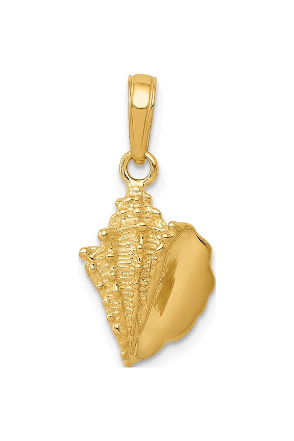 14K Yellow Gold Solid Polished Conch Shell Pendant