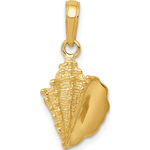 14K Yellow Gold Solid Polished Conch Shell Pendant (21 X 10) Made In United States c3369