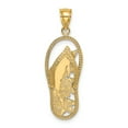 thumbnail image 1 of 14K Yellow Gold Solid Polished Finish Dolphin in Flip Flop Sandle Design Charm Pendant, 1 of 4
