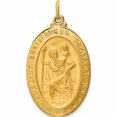 thumbnail image 1 of 14K Yellow Gold Solid Polished/Satin Large Oval St. Christopher Medal (36.25 X 20.2) Made In United States -Jewelry By Sweet Pea, 1 of 7