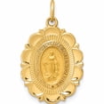 thumbnail image 1 of 14K Yellow Gold Solid Polished/Satin Small Fancy Oval Miraculous Medal (25.75 X 15.75) Made In United States -Jewelry By Sweet Pea, 1 of 7
