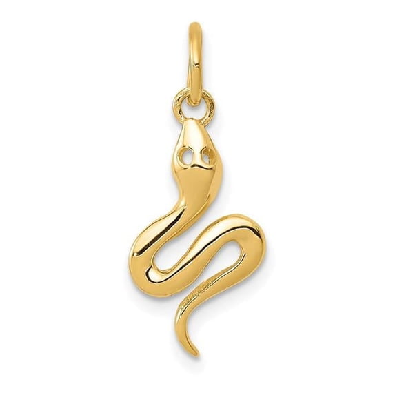 14K Yellow Gold Solid Polished Snake Charm