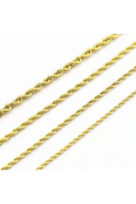 14K Yellow Gold Solid Rope Chain Necklace Diamond Cut Real Men Women Jewelry | 1.5mm | 24 Inches | MADE IN ITALY