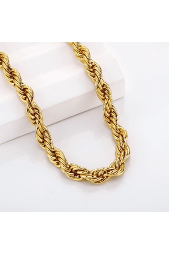 14K Yellow Gold Solid Rope Chain Necklace Diamond Cut Real Men Women Jewelry| 3.5mm | 20 Inches | MADE IN ITALY