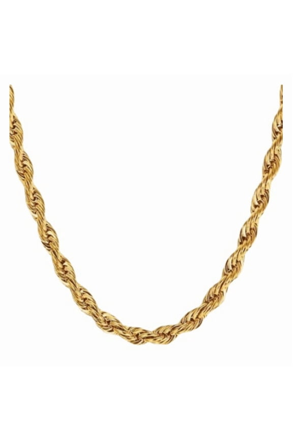 14K Yellow Gold Solid Rope Chain Necklace Diamond Cut Real Men Women Jewelry| 4.5 mm | 16 Inches | MADE IN ITALY