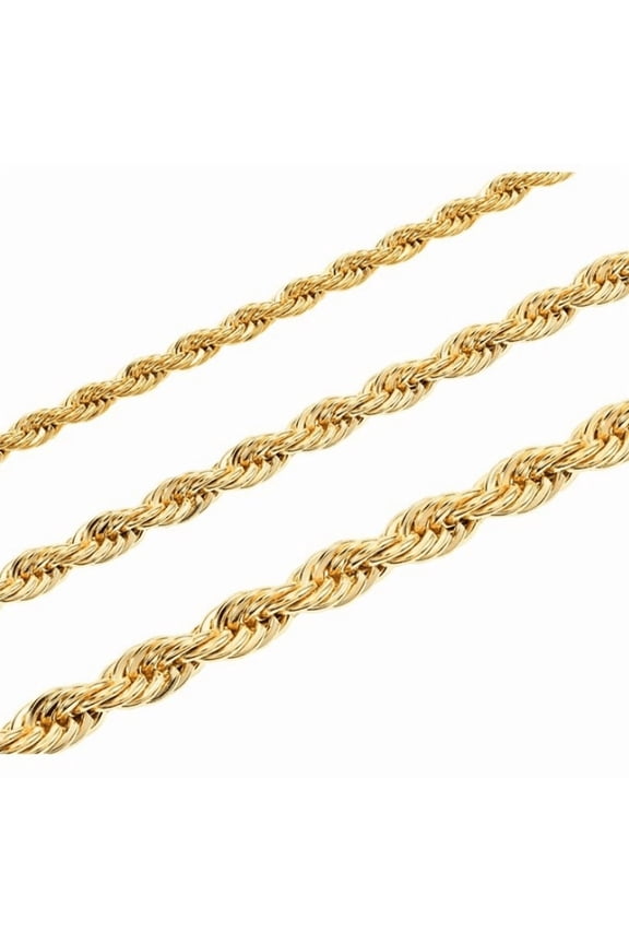 14K Yellow Gold Solid Rope Chain Necklace Diamond Cut Real Men Women Jewelry  6.0mm | 20 Inches