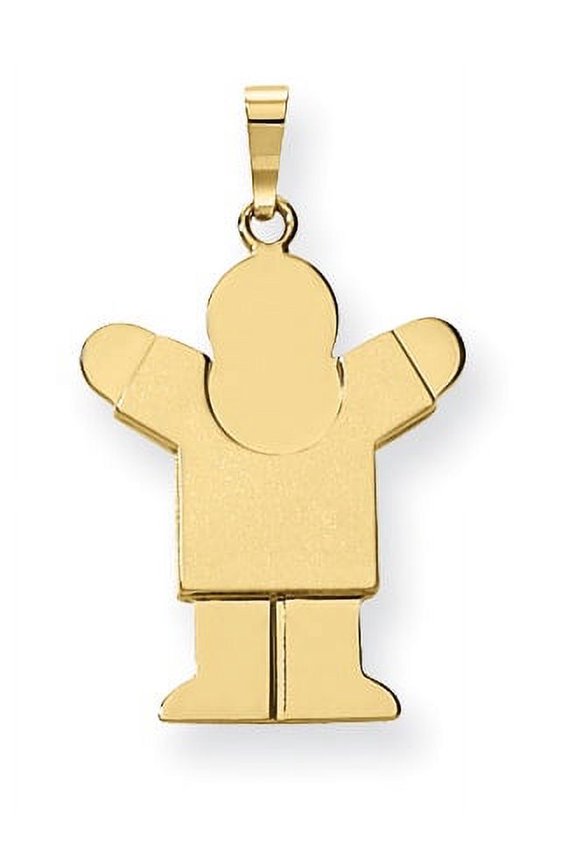 14K Yellow Gold Solid Satin Engravable Boy Charm (35 X 20) Made In United States xk235