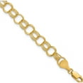thumbnail image 1 of 14K Yellow Gold Solid Triple Link Charm Bracelet Made In Peru do531-7, 1 of 5